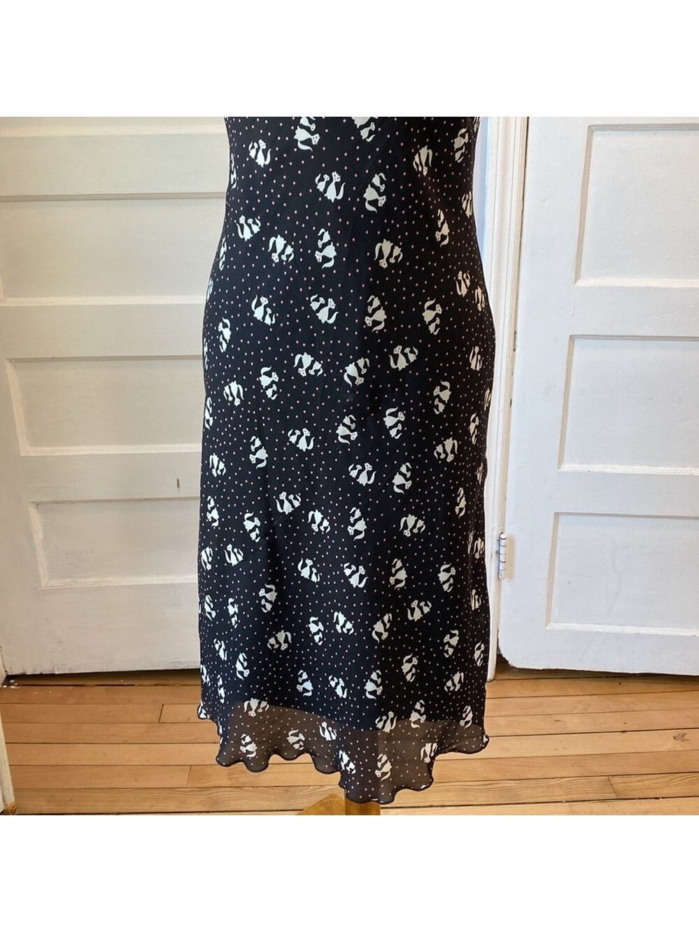 Speechless Black Dress with White Cats, Size 7 - Picture 4 of 16